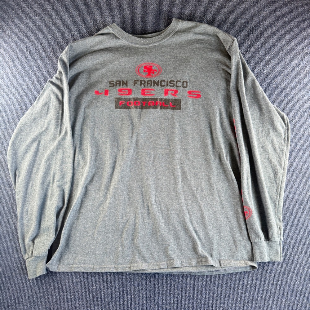 NFL Team Apparel San Francisco 49ers Long Sleeve Shirt Gray‎ Mens Large Football